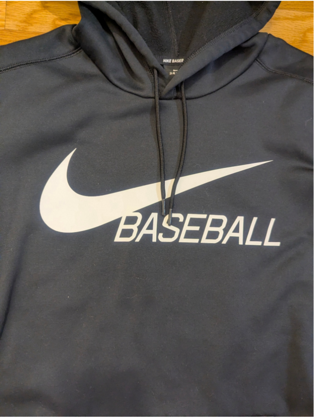 Nike Baseball Hoodie Sweatshirt Large - black w white logo - Picture 4 of 11